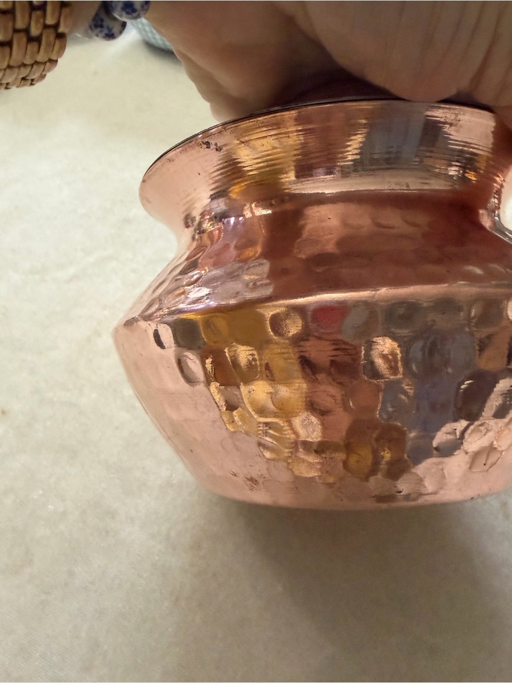 Hand-Hammered Copper Accent Vase - Warm Copper Tone